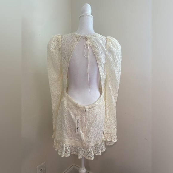 For Love and Lemons Cleo Mini Lace Dress in Ivory Size XL NWT - Picture 10 of 14